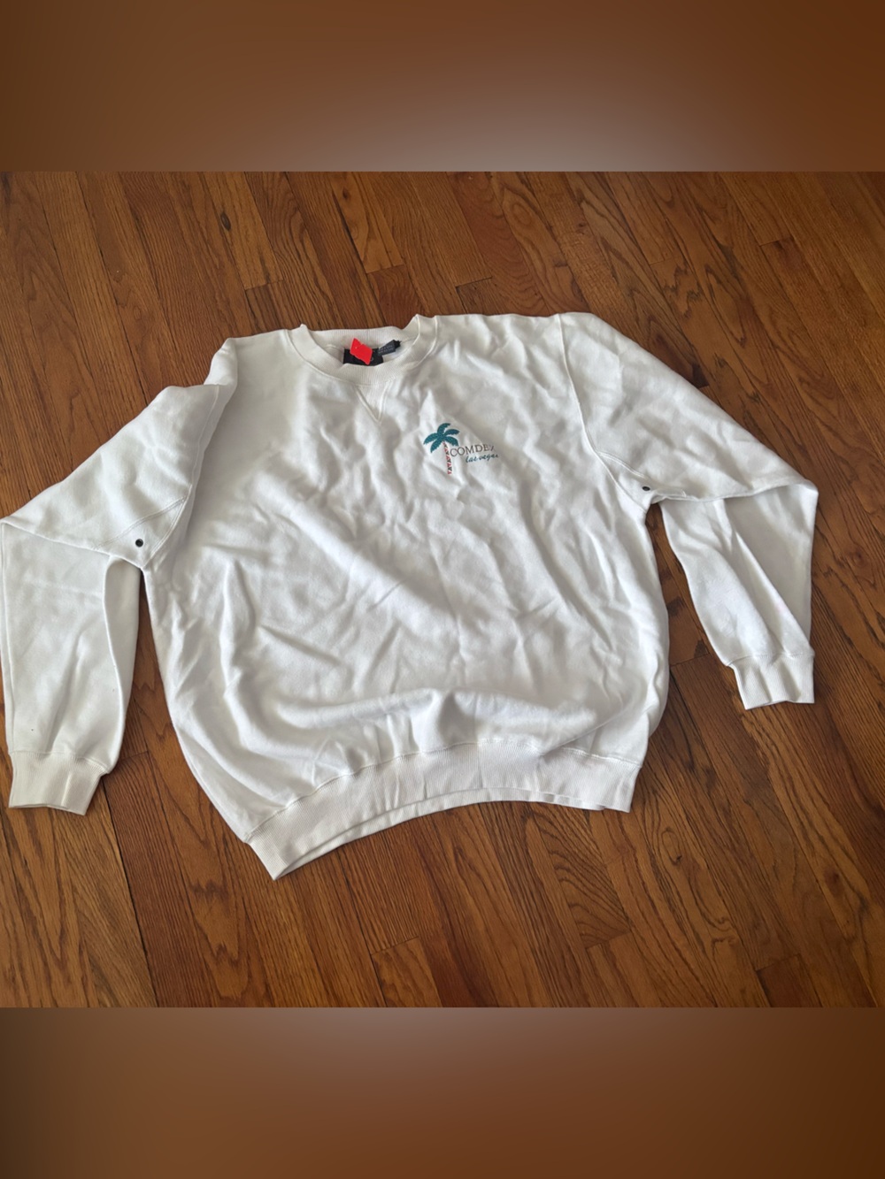 White Pullover Sweatshirt with cinder Las Vegas Palm Logo - Men vintage new